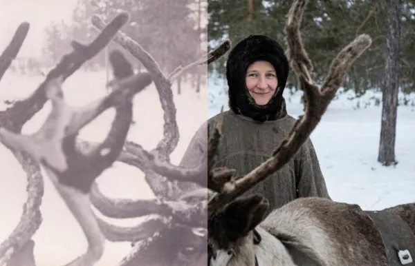 Before-and-after AI photo restoration sample (model V7)
